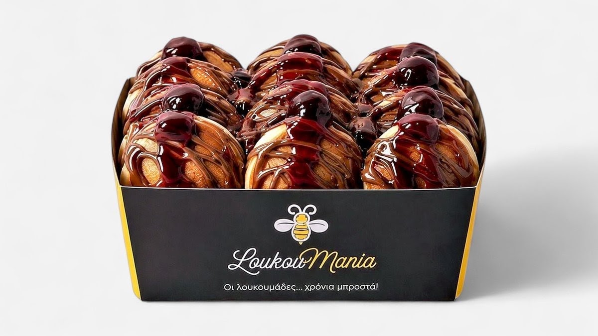 Mini pancakes LoukouMania σε χάρτινο κουτί